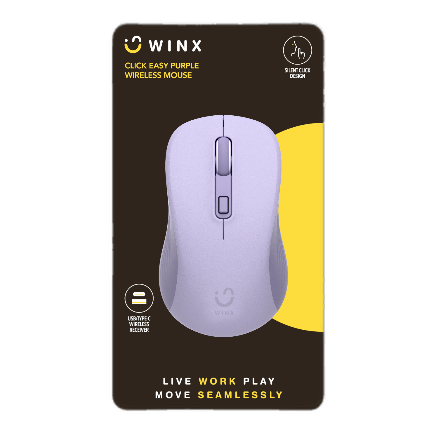 WINX CLICK Easy 1600DPI 2.4GHz Wireless Mouse - Purple - Image 3